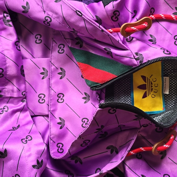 Adidas X Gucci GG Purple and Yellow Hooded Jacket - Picture 2 of 7